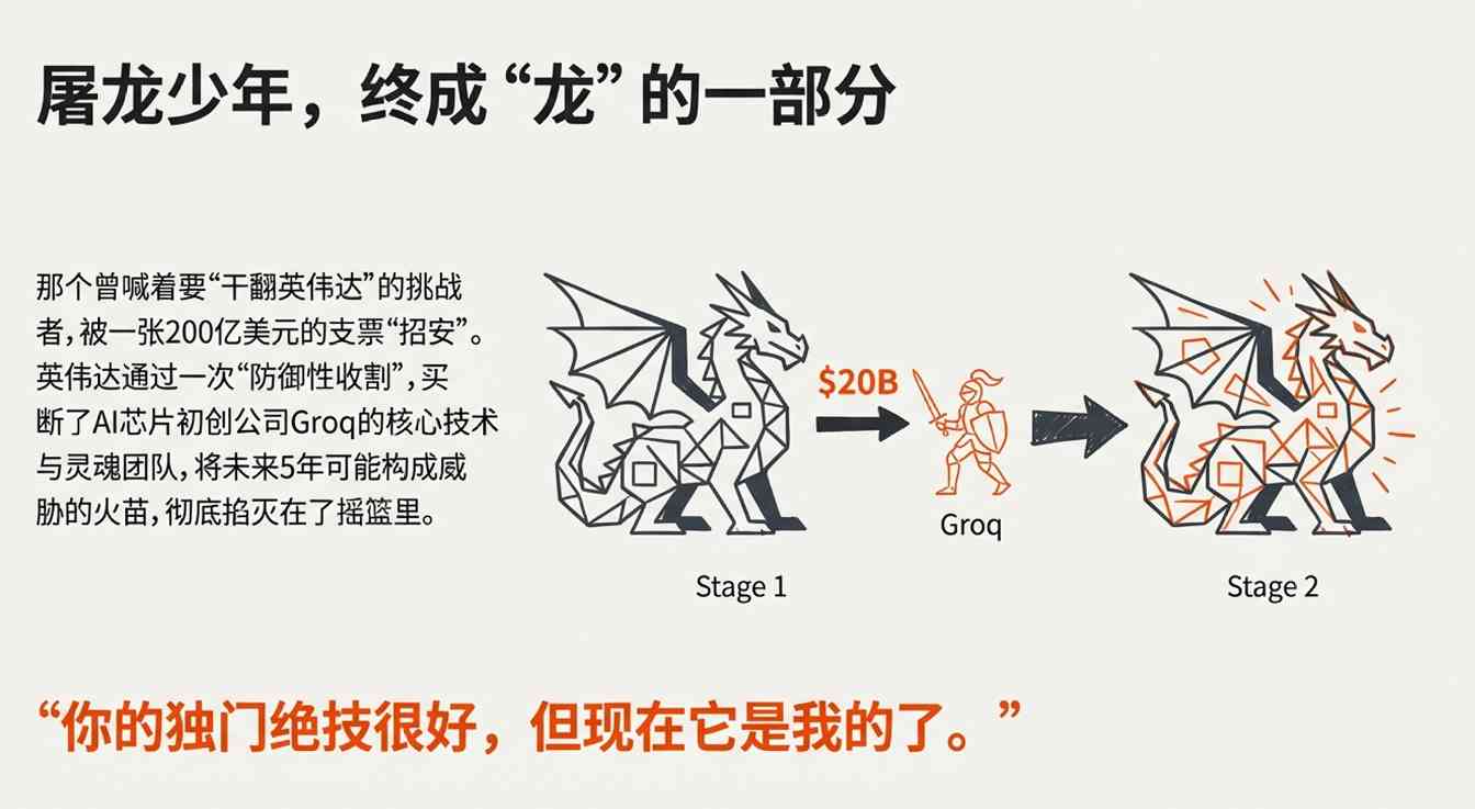 英伟达200亿美元收购Groq核心团队,屠龙少年终成巨龙一员(图3) 屠龙少年被招安!英伟达平安夜豪掷200亿,老黄亲手焊死铁王座