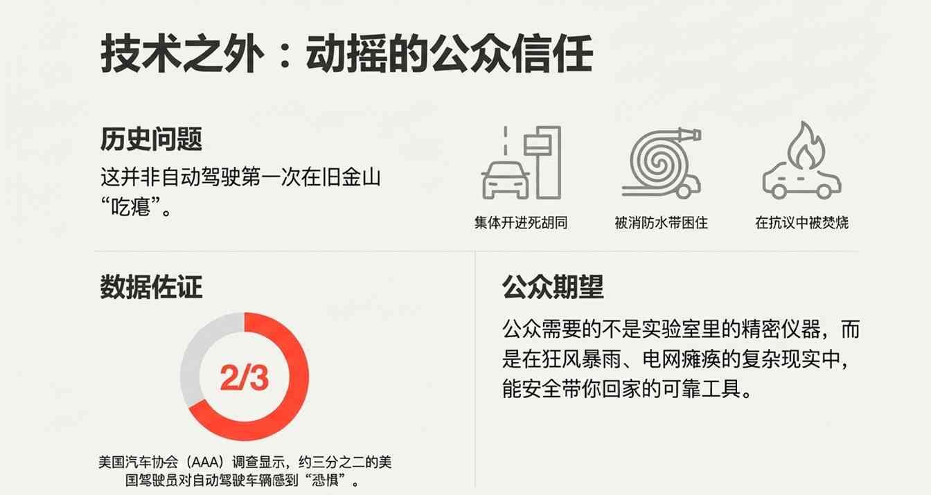 自动驾驶遭遇停电挑战,技术路径分歧暴露行业困境(图15) 马斯克笑疯了!谷歌无人车街头“装死”,一场大停电,暴露无人驾驶致命伤