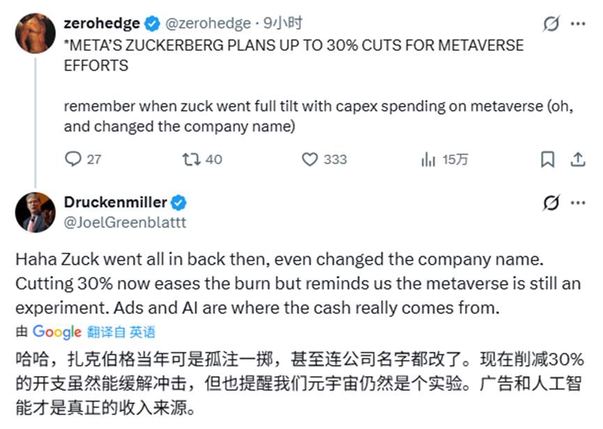 Meta大举削减元宇宙预算30% 全面转向AI硬件战略(图5) 改名有多狠,打脸就有多疼!烧光700亿后,扎克伯格戳破元宇宙泡沫,网友:早该认怂了