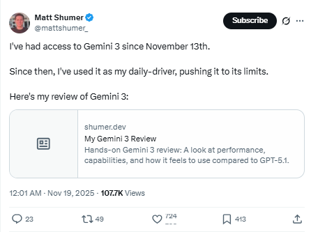 告别“AI味”!Gemini 3初体验:性格直爽、智商(图11) 告别“AI味”!Gemini 3初体验:性格直爽、智商断层,但这价格让我手抖